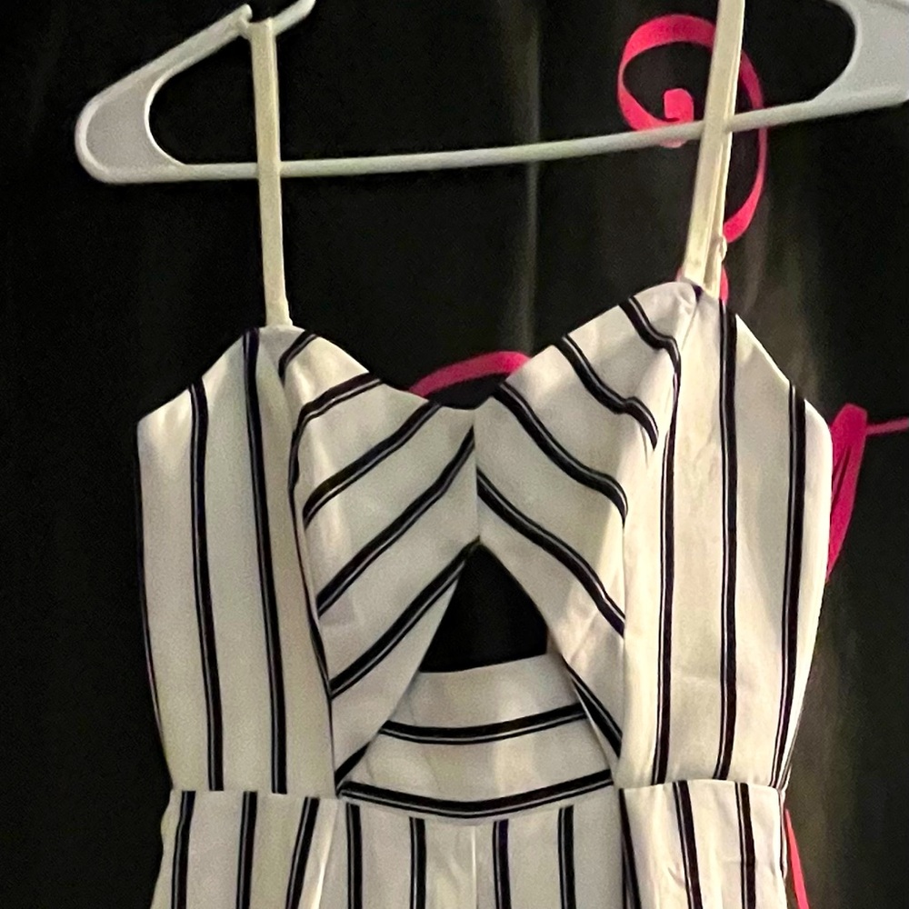 Black and white striped jumpsuit